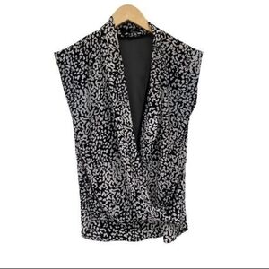 Ro & De Wrap Top Sheer Black Backing Detail Size Small